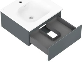 Mexen Orio, kúpeľňová skrinka 50 cm s umývadlom Vela, 1 zásuvka, grafitová matná/biela matná, 91A10-05023-1-BF66-W23M01