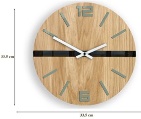 Dřevěné nástěnné hodiny Android 33,5 cm dub přírodní/černé