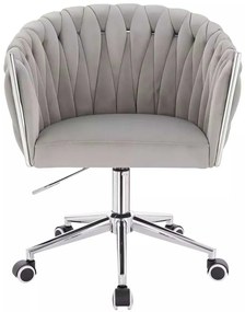 LuxuryForm DESIGN Stolička NORDEN VELUR na striebornej podstave s kolieskami - svetlo šedá