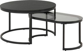XXXLutz SADA KONFERENČNÝCH STOLÍKOV, čierna, kov, sklo, kompozitné drevo, 70/42/70 cm MID.YOU - Stolíky do obývačky - 001277000302