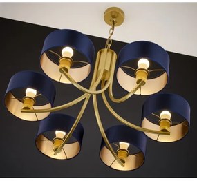 Jupiter 2095 - Závesný luster na retiazke ARTHUR 6xE27/15W/230V modrá/zlatá