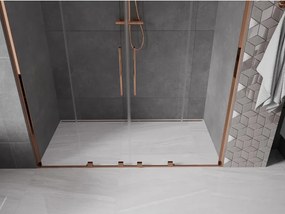 Mexen Velar L Duo, posuvné sprchové dvere do otvoru 200 cm, 8mm číre sklo, ružové zlato, 871-200-003-02-60