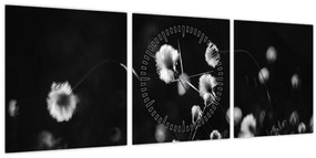 Obraz - Lúka s cottongrass N⁰1 (s hodinami) (90x30 cm)