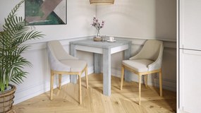FONTE Svetlý Betón Ateliér / Biely Mat - KLASICKÝ STÔL DO KUCHYNE/OBÝVACEJ IZBY 85x75 ROZKLADANÝ DO 130   cm!