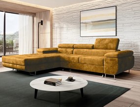 Komfortný ľavý roh na každodenné spanie Norberg, horčicová farba.
