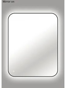 Zrkadlo do kúpeľne s osvetlením Tender LED s čiernym rámom 80x100 cm s vypínačom a podložkou proti zahmlievaniu