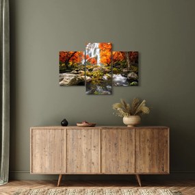 Obraz - Vodopády v oranžovom lese (90x60 cm)