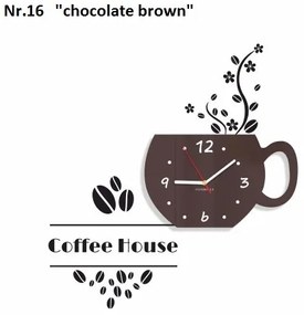 Coffee House dekoračné hodiny do kuchyne hnedá