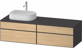 DURAVIT Zencha závesná skrinka pod umývadlo na dosku (umývadlo vľavo), 4 zásuvky, 1600 x 550 x 442 mm, dub prírodný/grafit super matná, ZE4824L30800000