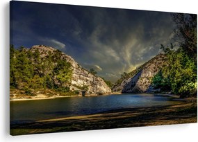 Obraz krajiny s jazerom (90x60 cm)
