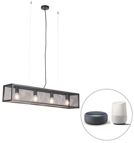 Inteligentné priemyselné závesné svietidlo čierne vrátane 4 WiFi A60 - Cage Wire