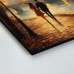 DUBLEZ | Maľovaný obraz do spálne - Láska v meste