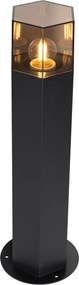 Vonkajšia stojaca lampa čierna s dymovým tienidlom šesťuholníkovým 50 cm - Dánsko