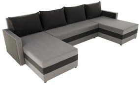 Čalúnená univerzálna rozkladacia sedacia súprava do tvaru U BRISTOL sivá/čierna