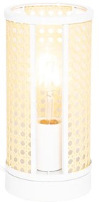 Orientálna stolná lampa biela s ratanom 12 cm - Akira