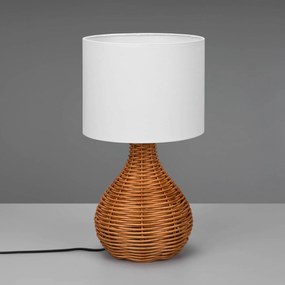 Stolová lampa Sprout, ratan textil, biela/prírodná