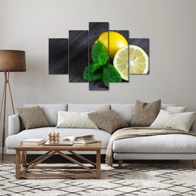 Obraz citrónov a mäty na stole (150x105 cm)