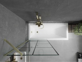 Mexen Next, 1-krídlová vaňová zástena 80 x 150 cm, 6mm číre sklo - čierny vzor, zlatá matná, 895-080-000-00-77-55