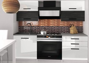 Kuchynská linka Belini 120 cm biely lesk / eben kráľovský s pracovnou doskou Eleganta2  INF ELEGANTA2/2/WT/WHKW/0/B1