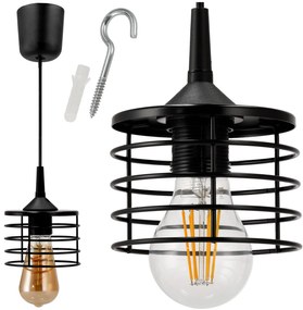BERGE Lustrová závesná lampa SPRING - čierna - E27