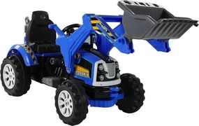 LEAN CARS Batériový traktor s lyžicovým rýpadlom modrý