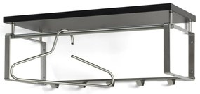 Čierny/v striebornej farbe kovový nástenný vešiak s poličkou 70 cm Rex – Spinder Design