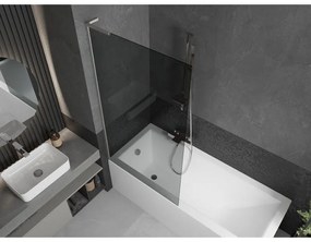 Mexen Next L, 1-krídlová vaňová zástena 90 x 150 cm, 6mm šedé sklo, 6mm číre sklo, profil brúsená oceľ, 895-090-000-03-40-97