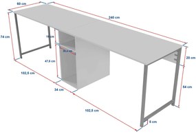 Kancelářská sestava pro 2 osoby TWIN borovice atlantská/černá