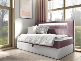 Kontinentálna jednolôžková posteľ Junior Ribezo 2, Rozmer postele: 80x200, Dostupné poťahy: ekokoža Soft 017 (biela) + Fresh 09