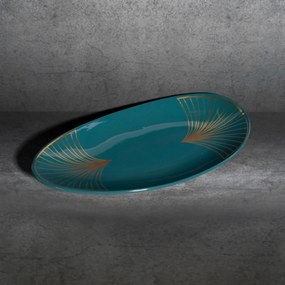 Dekoračný tanier LOTOS 33x16x4 cm tyrkysový