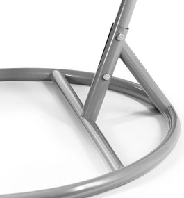 Sivé závesné kreslo KOKON so stojanom, svetlozelený vankúš so vzorom