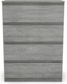 Komoda so 4 zásuvkami Carlos, šedý beton, 75 cm