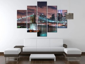 Gario Obraz s hodinami Panoráma Manhattanu - 5 dielny Rozmery: 150 x 105 cm