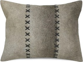 Šedý kožený vankúš s výrazným stehom Stitch Cow - 35*45*15cm