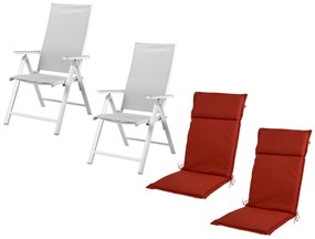 Livarno home Hliníkové kreslo Houston, biela/bledosivá, 2 kusy + Podložka na kreslo Houston, 2 kusy  (800008961)