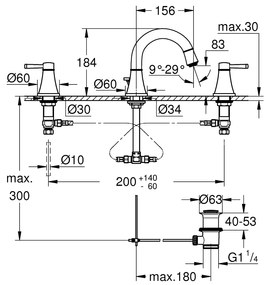 GROHE Grandera - Umývadlová trojotvorová batéria, veľkosť S, chróm/zlatá 20417IG0