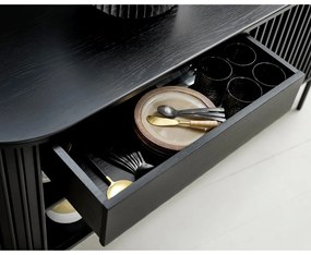 Čierna nízka komoda v dekore duba s posuvnými dverami 73x160 cm Siena – Unique Furniture