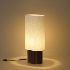 Japandi stojaca lampa orechové drevo s látkovým tienidlom 70cm - Lamel