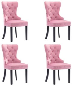 Jedálenské stoličky 4 ks ružové zamatové 3055879