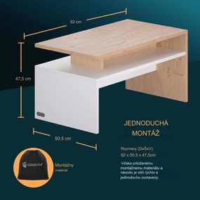 InternetovaZahrada Konferenčný stolík Sacramento 92x50x47 cm - biely/dub