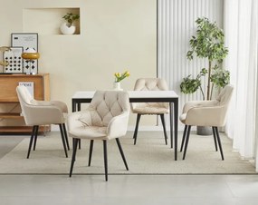 Set dvoch jedálenských stoličiek JORK zamatové, béžové (čierne nohy) 2 ks