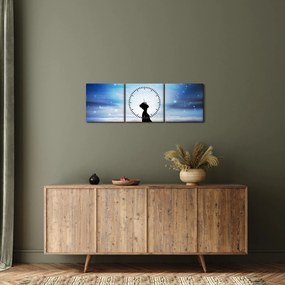Obraz meditujúce ženy (s hodinami) (90x30 cm)
