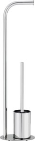 Stojan na toaletný papier so štetkou z nehrdzavejúcej ocele v lesklej striebornej farbe Levante – Wenko