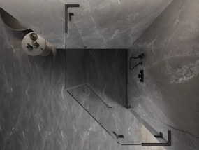 Mexen Lunar, L pravý výklopný päťuholníkový sprchový kút 80x100 cm priehľadný, profil grafit brúsený, 831L-080P-100L-66-00-P