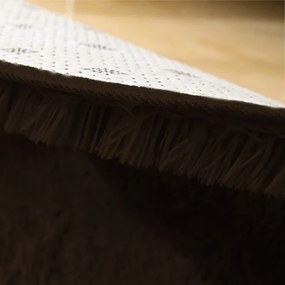 Protišmykový koberec SHAGGY tmavohnedý kruh