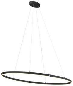 Dizajnové závesné svietidlo čierne oválne 120 cm vrátane LED 3-stupňové stmievateľné - Ovallo