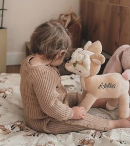 Plyšová srnka Bambi béžové kvety  35 cm