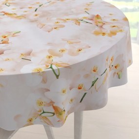 Biante Teflónový okrúhly obrus TF-045 Orchidey na béžovom Ø 130 cm