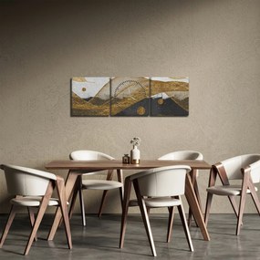 Obraz - Zlaté pierka (s hodinami) (90x30 cm)