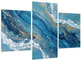 Obraz - Bledomodrý mramor so zlatom II. (90x60 cm)